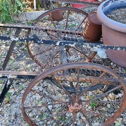 Antique BBQ  Metal Grill Frame with Wheels