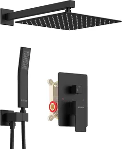 10" Matt Black 2 Spray High Pressure Shower System with Handheld Wall Mount