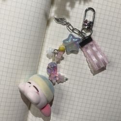 sleepy kirby nintendo handmade keychain