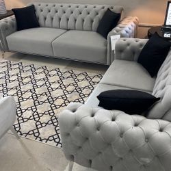 Luxury Glam Sofa Love Set - Chair Sold Separate 