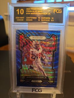 2024 Panini Prizm Marvin Harrison Jr. Blue Wave RC FCG 10