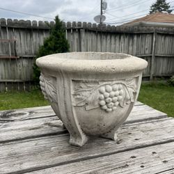 Vintage Concrete Planter Grape Vine Design