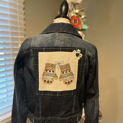 Upcycled Women’s XL Denim Jacket. 