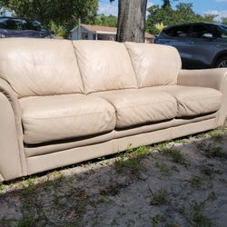 Leather Sofa Beige Very Good Condition 