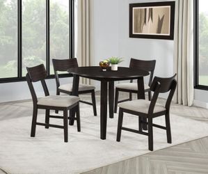 NEW 5 PC ROUND Wood Drop Leaf Table Chairs Dining Room Set $10 DOWN