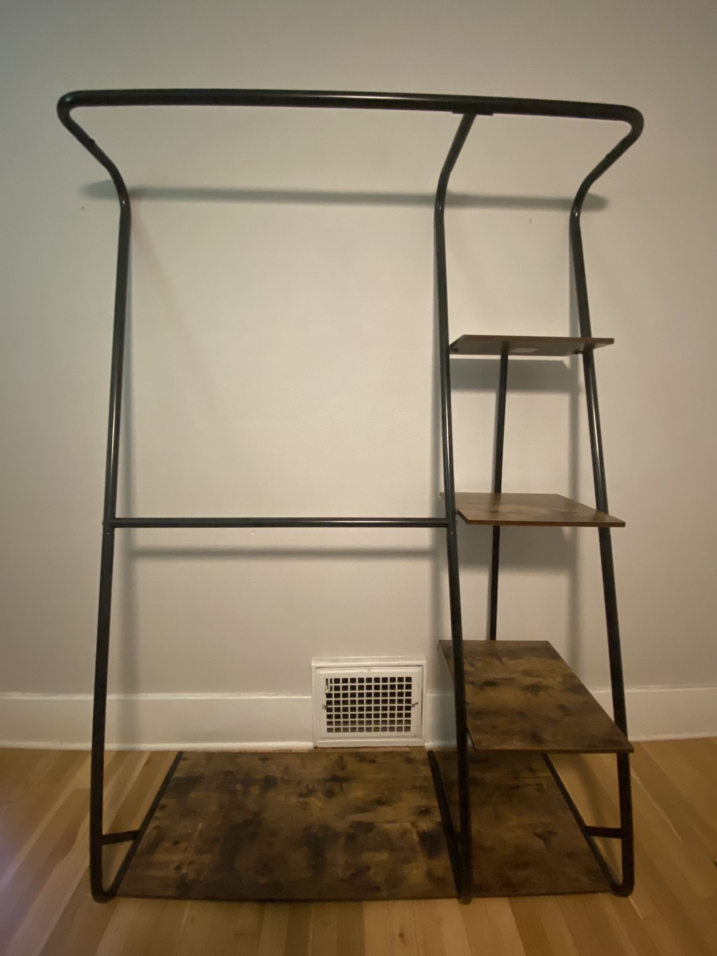 Rustic Z-Frame Wardrobe With Shelves