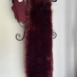 Faux Neck Shawl Burgundy With Matching Gloves One Size