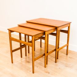 Original Hans Wegner Teak & Oak Mid Century Danish Nesting Tables