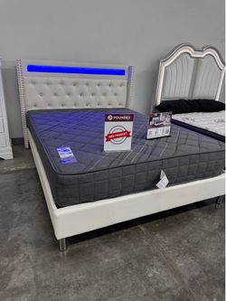 Queen bed frame with mattress