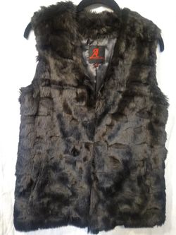 A - Adrienne Landau Black Faux Fur Vest
