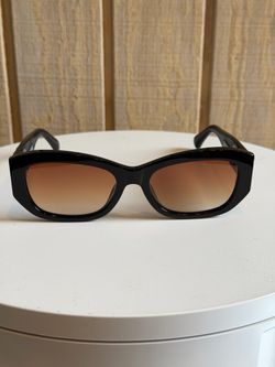 Black Rectangle Sunglasses Brown Gradient Lenses