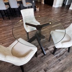 Adjustable Black Glass Dining Table