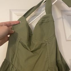 Women’s green halter top tie, baby doll dress