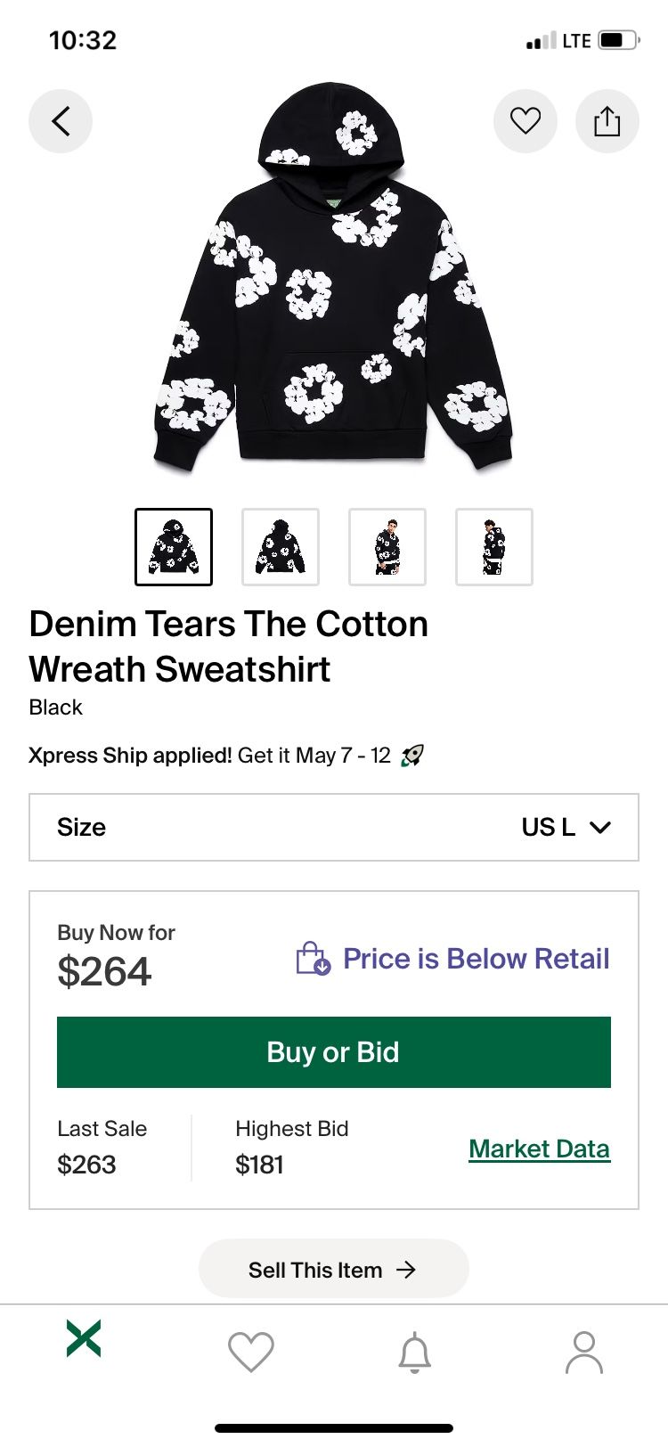 Denim Tears Hoodie Size L