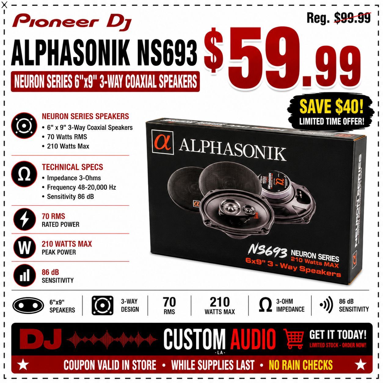Alphasonik Neuron Series 6"x9" 3-Way Coaxial Speaker System 210 Watts NS693 🚨 Payment Options Available 🚨 No Credit Needed 🚨