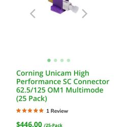 
Corning Unicam SC Connector
62.5/125 OM1 Multimode
(25 Pack)

