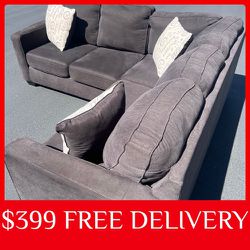 Dark Gray 2 piece SECTIONAL sectional couch sofa recliner (FREE CURBSIDE DELIVERY)