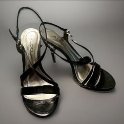 ALDO Patent Leather Strappy Stiletto Heels 6.5 Black Open Toe