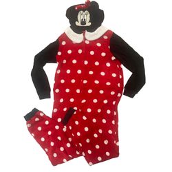 Disney Minnie Mouse 1 Piece Hooded Sleeper Adult Large 