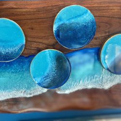 Marble Base Coasters Resin Ocean 