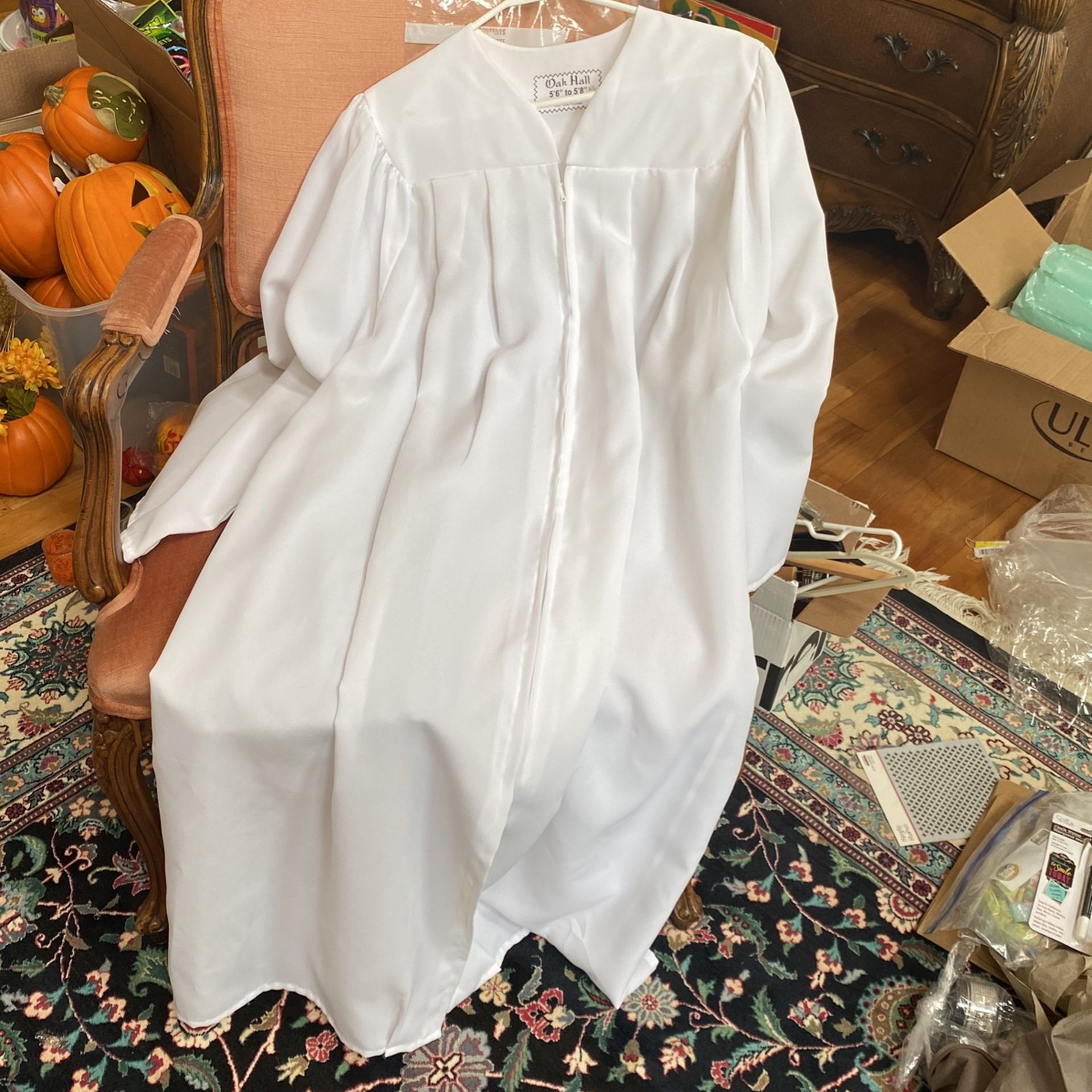 White Graduation Gown