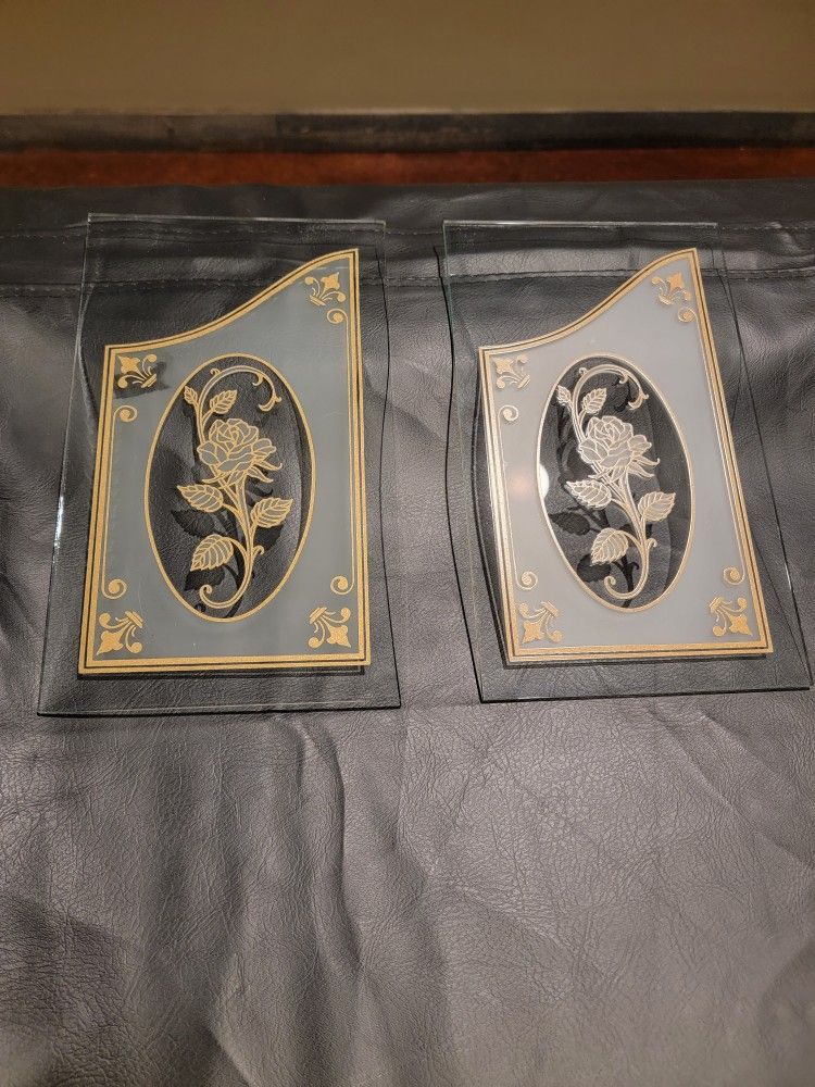 Vintage 1980s Etched Glass Floral Design