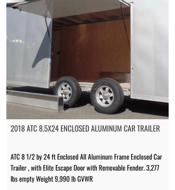 2018 ATC 8.5x24 Enclosed Aluminum Car Trailer