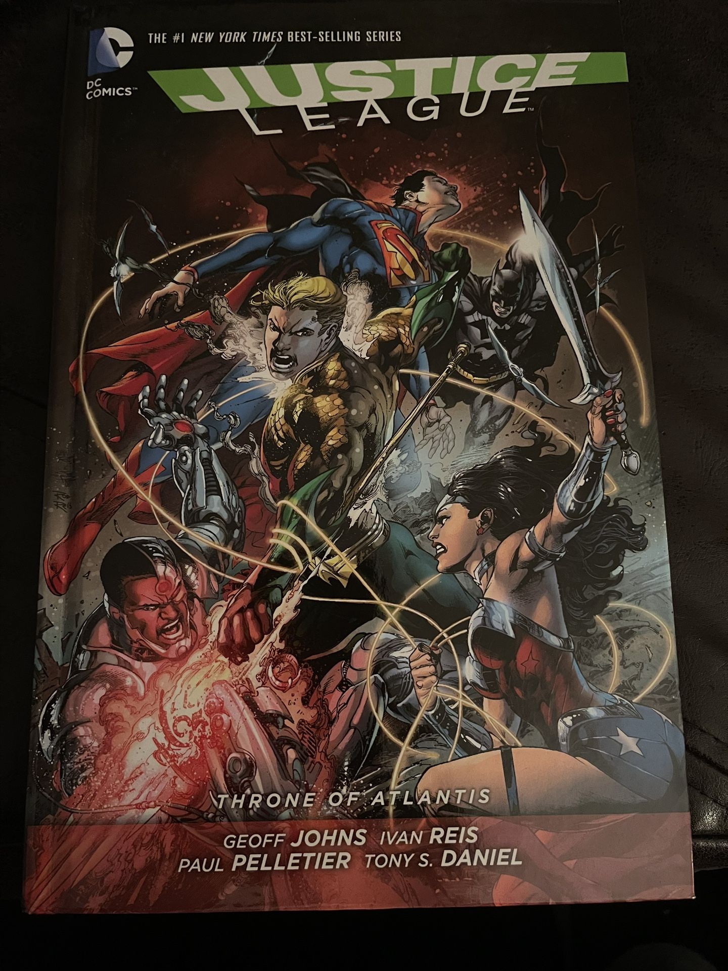 Justice league, throne of Atlantis, hard, cover, graphic novel