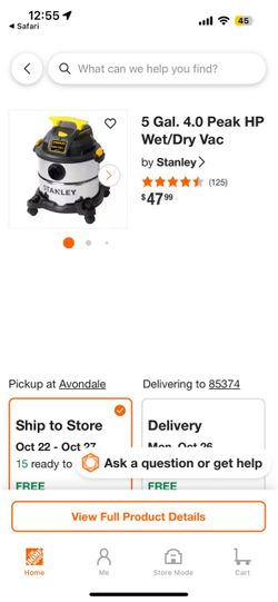 Stanley 5 Gal. 4.0 Peak HP Wet/Dry Vac