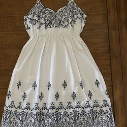 Embroidered White And Blue Dress