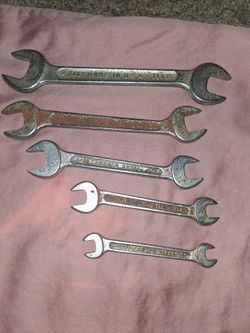 5 Vintage Forged Steel Double Sided Open Ended Wrenches