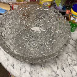 Punch Bowl Large And Small With Cups And Cake Holder