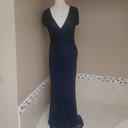 Dark blue maxi evening dress size 12