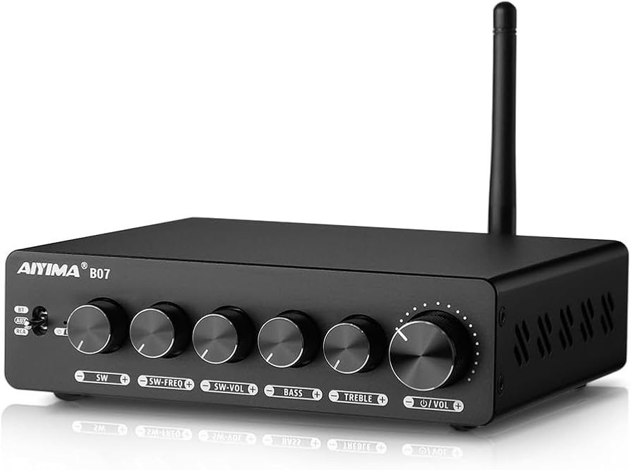 AIYIMA B07 Bluetooth Amplifier 2.1 Channel HiFi Stereo amp,300Wx2+300W TPA3255 Chips Subwoofer Amp with Bass Treble Controls,Dual Power Interface Desi