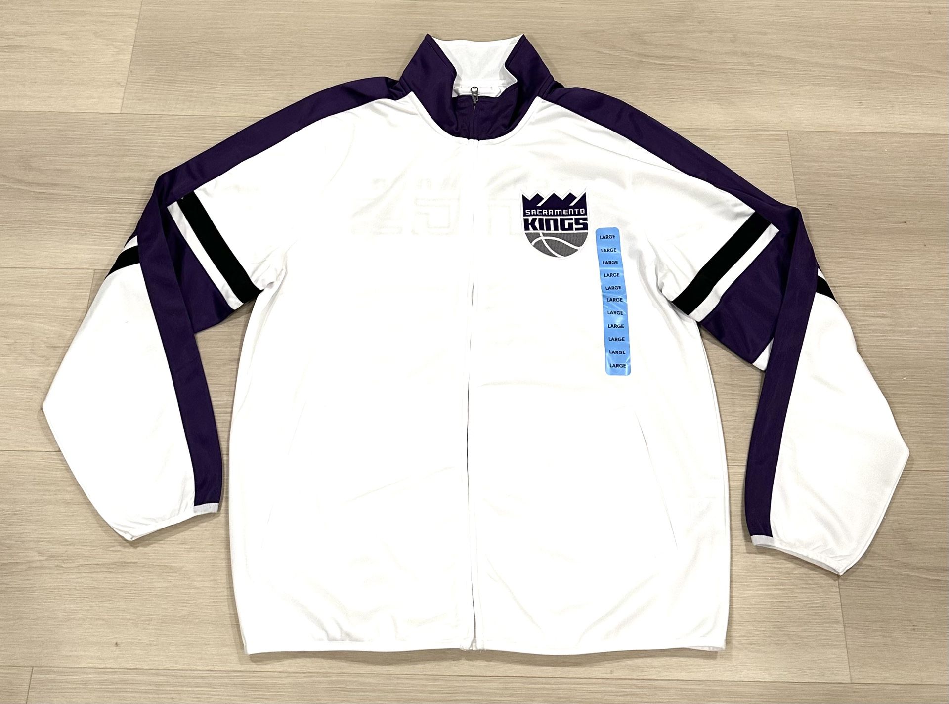 NBA Sewn Logo Sacramento Kings Basketball Zip Windbreaker Jacket Mens Large New
