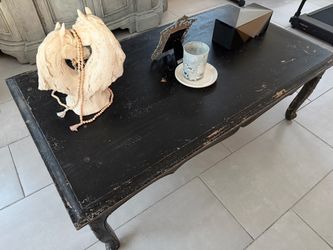 Black Distressed Wood Coffee Table