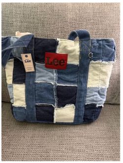 lee denim patchwork tote bag