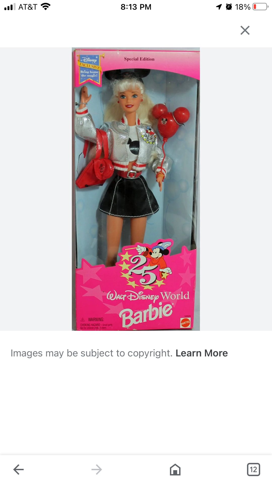 Walt Disney Barbie Doll Special Edition 25 Years