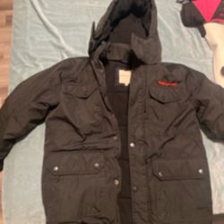 Weatherproof Black Insulated Winter Jacket – Hooded, Multi-Pocket Youth Size