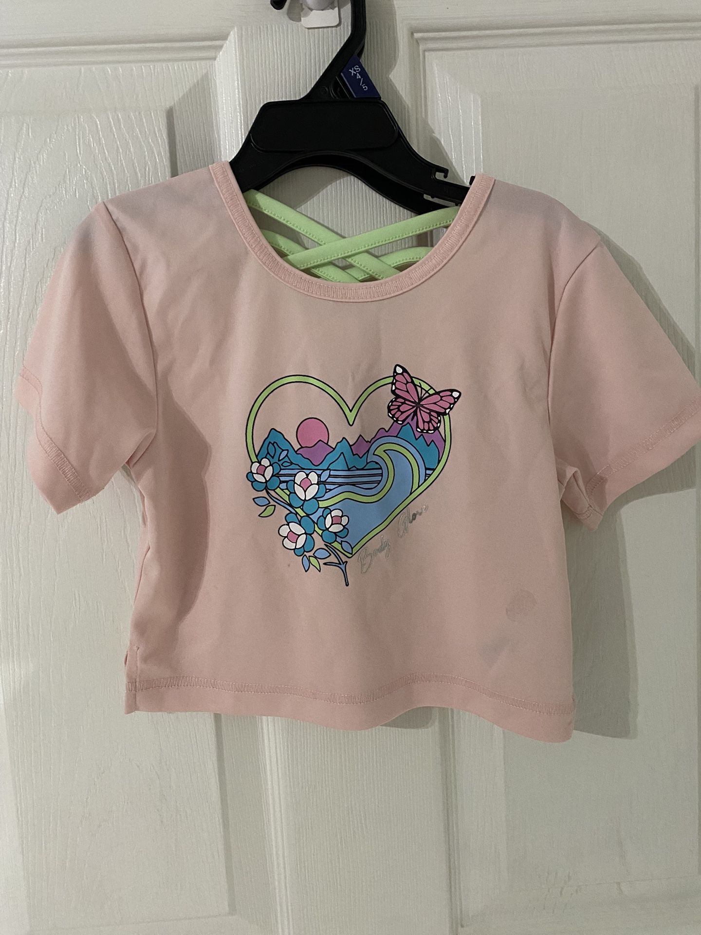 Pink T-Shirt with Heart and Butterfly