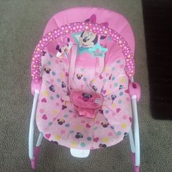 Minnie Mouse Disney Baby Pink Polka Dot Bouncer