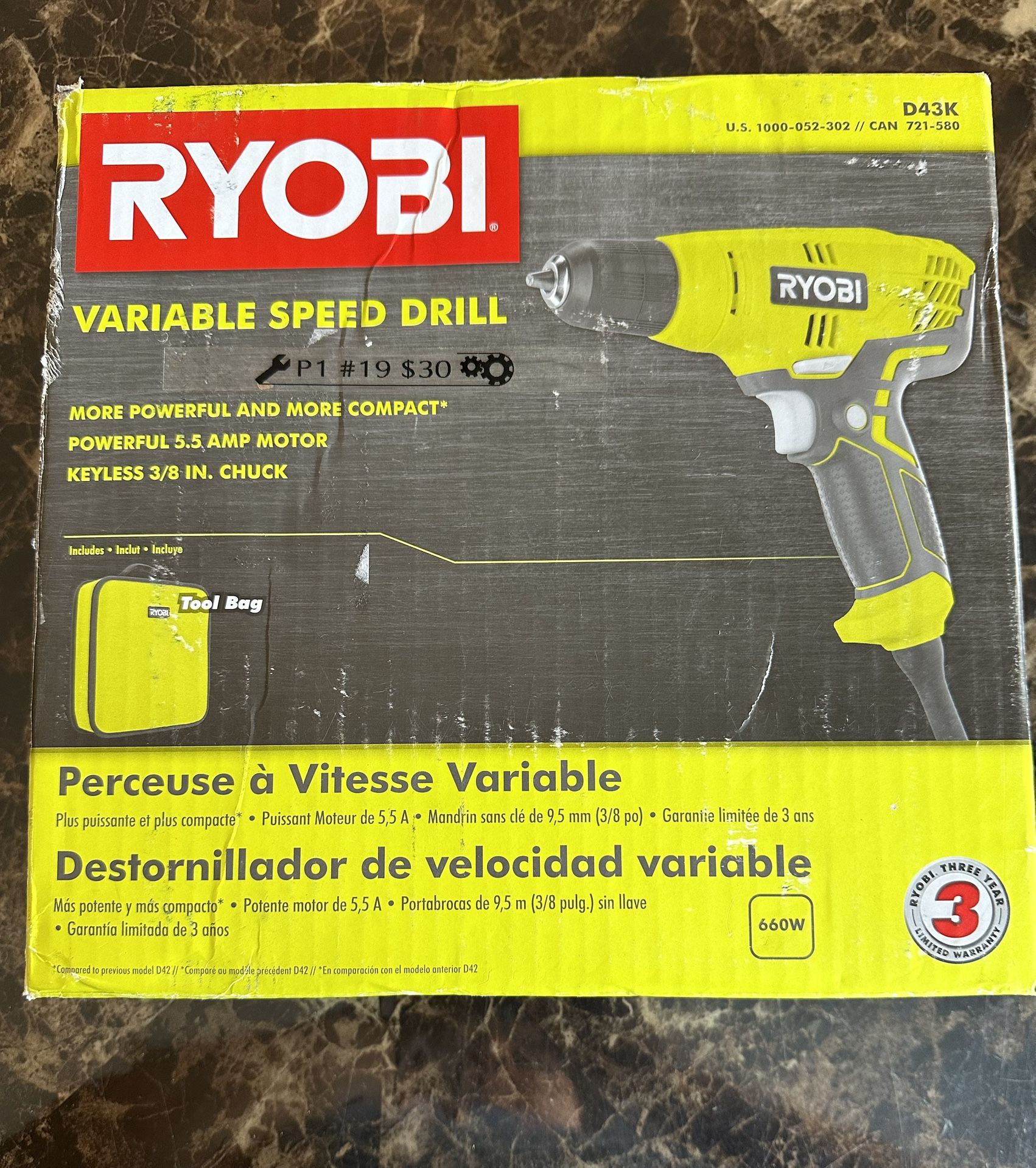 ryobi 5.5 Amp Corded 3/8 in. Variable Speed Compact Drill/Driver
