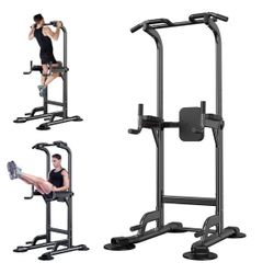 Power Tower Adjustable Height Pull Up & Dip Station Multi-Function Home Strength Training Fitness Workout Station for Home Gym
