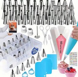 116pcs Cake Decorating Baking Tool Set With 55 Piping Tips, 50 Piping Bags, 3 Cake Spatulas, And Storage Box | Ideal For Creative Cream Cake, Cookie, 
