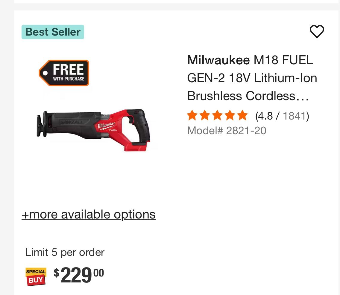 Milwaukee Sawzall M18 Makita Dewalt Senco Construction