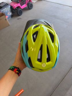 Schwinn Youth / Adult Bike Helmet – Neon Yellow & Blue with Sun Visor