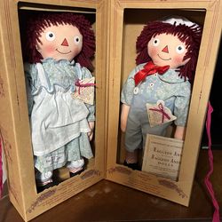 19" Vintage Raggedy Ann and Andy Dolls Applause 1998 SET Two Dolls
