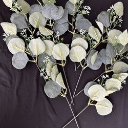 10PCS Fake Eucalyptus Leaves with Stems, Artificial Plant Leaf for Wedding Flower Arrangement