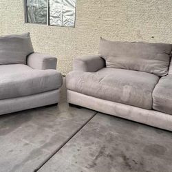 Beige Couch And Loveseat(WILL DELIVER)