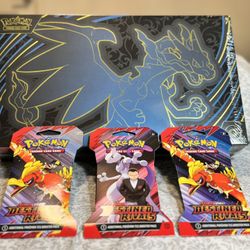 Mega Charizard X EX UPC + 3 Destined Rivals Booster Sleeves 